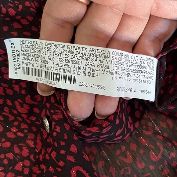 ZARA Ruffle Red Animal Print Sheer Blouse – Sze S - Picture 13 of 14